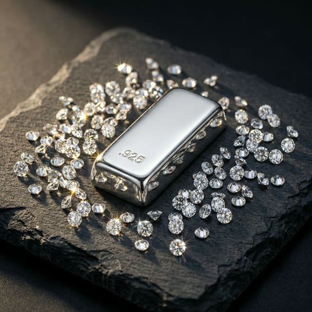 Sterling silver bullion with natural white zircon